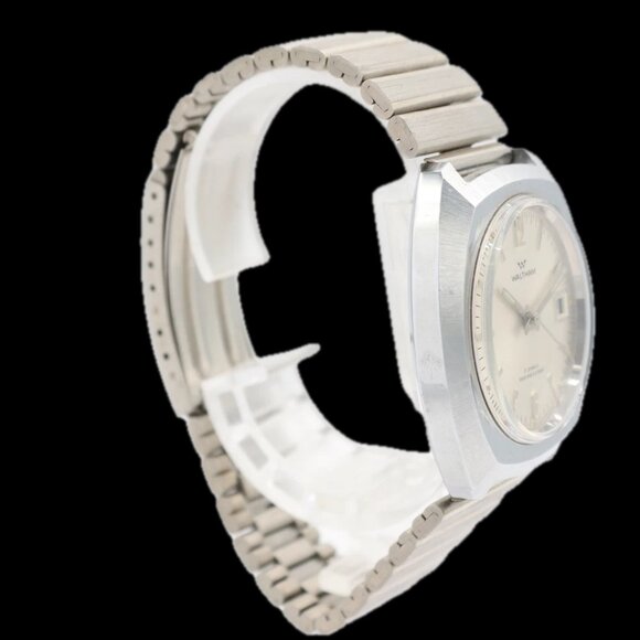 Vintage 38mm Waltham Date Brushed Men's Mechanical Wristwatch Chrome Plated NOS - Picture 3 of 6